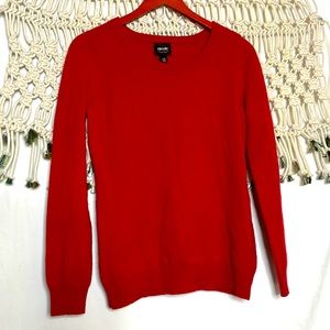 Nicole Miller red 100% cashmere pullover sweater